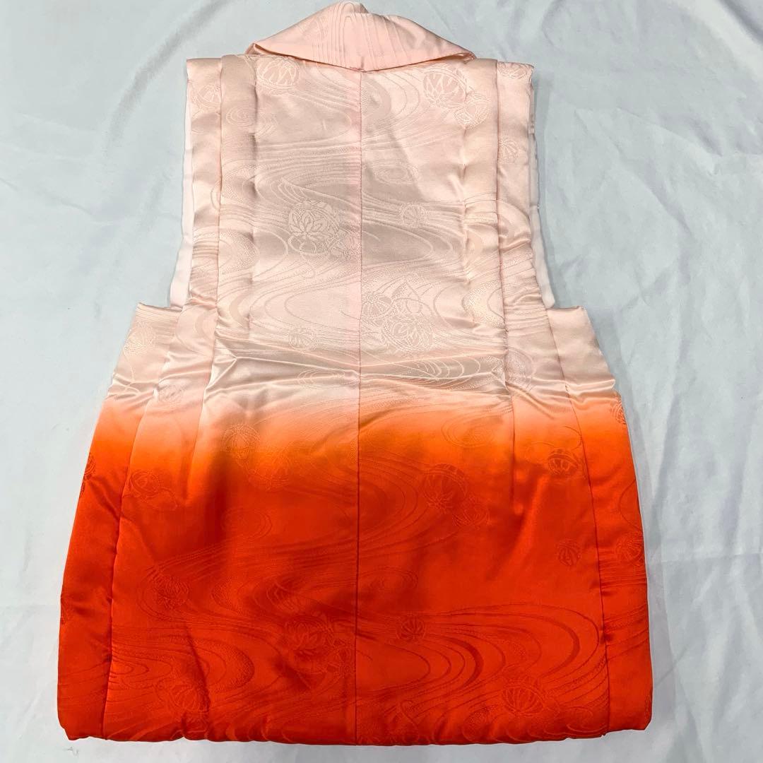 603agu4□七五三 三歳 女の子 着物＆被布＆長襦袢 冊子に花 霞□美品