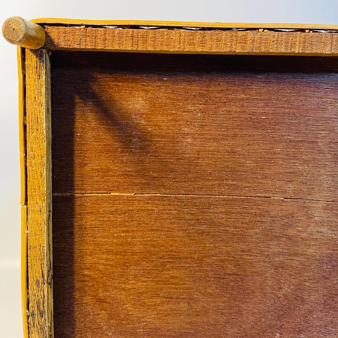 ラタン 籐 籠 蓋付 フタ 脚付 W48.5cm D35cm H41cm