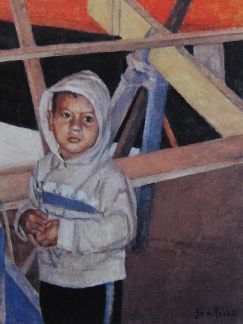 吉井淳二、サーカスの子供たち、希少画な集画、状態良好、新品高級額・額装付
