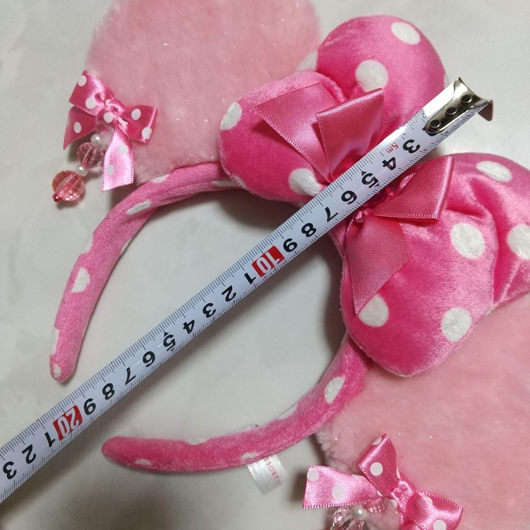 ディズニー カチューシャ ピンク ドット イヤリング