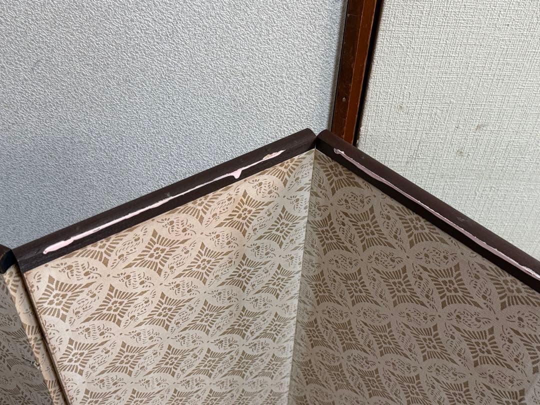 栄山作　屏風　竹菊紋　アンティーク　送料込み260309