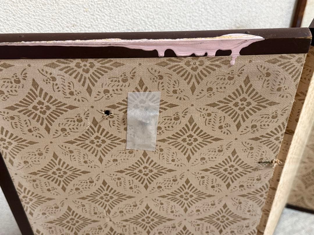 栄山作　屏風　竹菊紋　アンティーク　送料込み260309