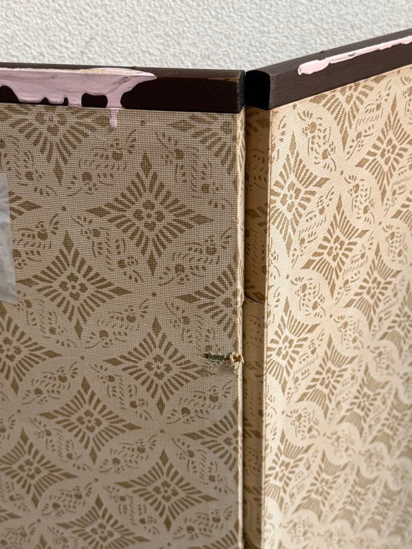 栄山作　屏風　竹菊紋　アンティーク　送料込み260309