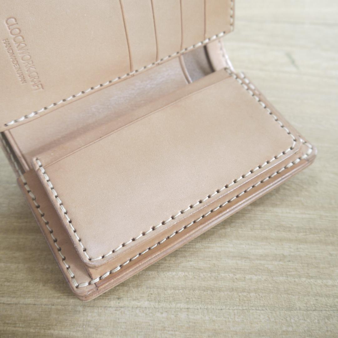 【依頼品】栃木レザー　サドルレザー　赤タグ付き　ミドルウォレット　三つ折　生成り