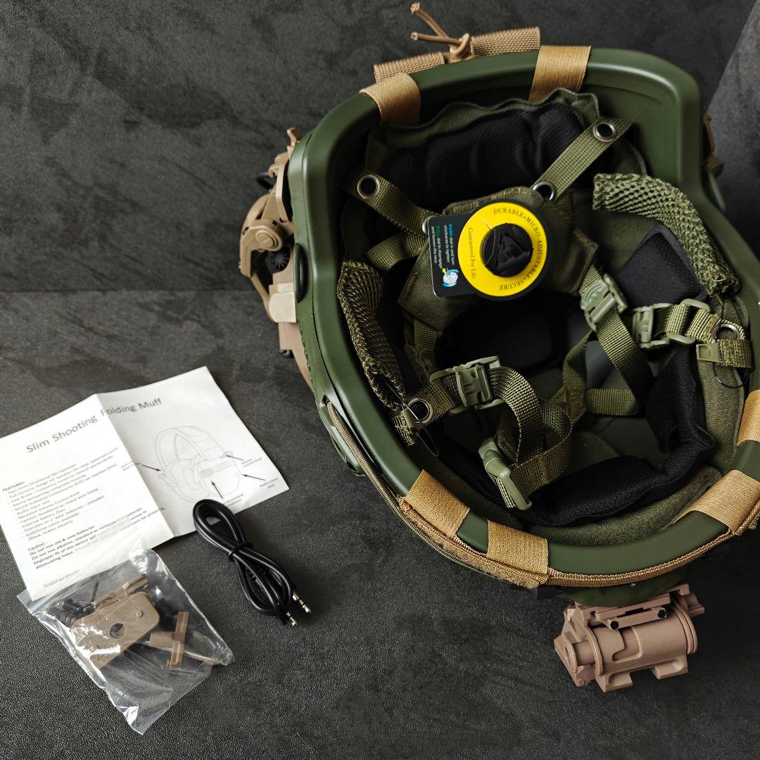 新品実物NIJ IIIA防弾ヘルメット Fast SFタイプ OD フルセットJ