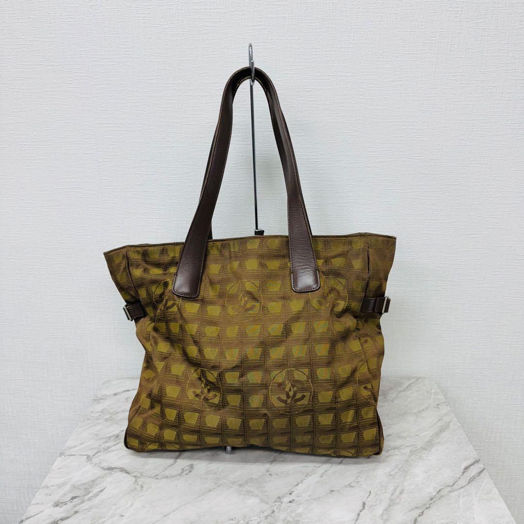 ✨CHANEL✨シャネル✨ラベルライン✨カーキ✨ヴィンテージ✨トートバッグ✨