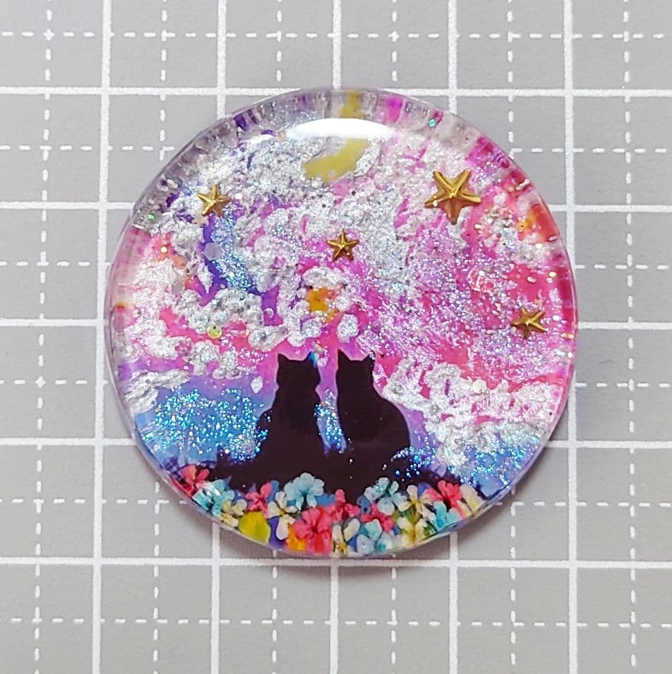 レジン　猫　ヘアゴム　ブローチ　ポニーフック　No.368