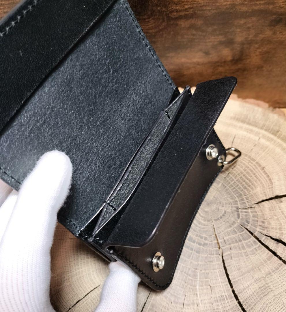 姫路レザー　クロコダイル型押し×栃木レザー　ショートトラッカーウォレット