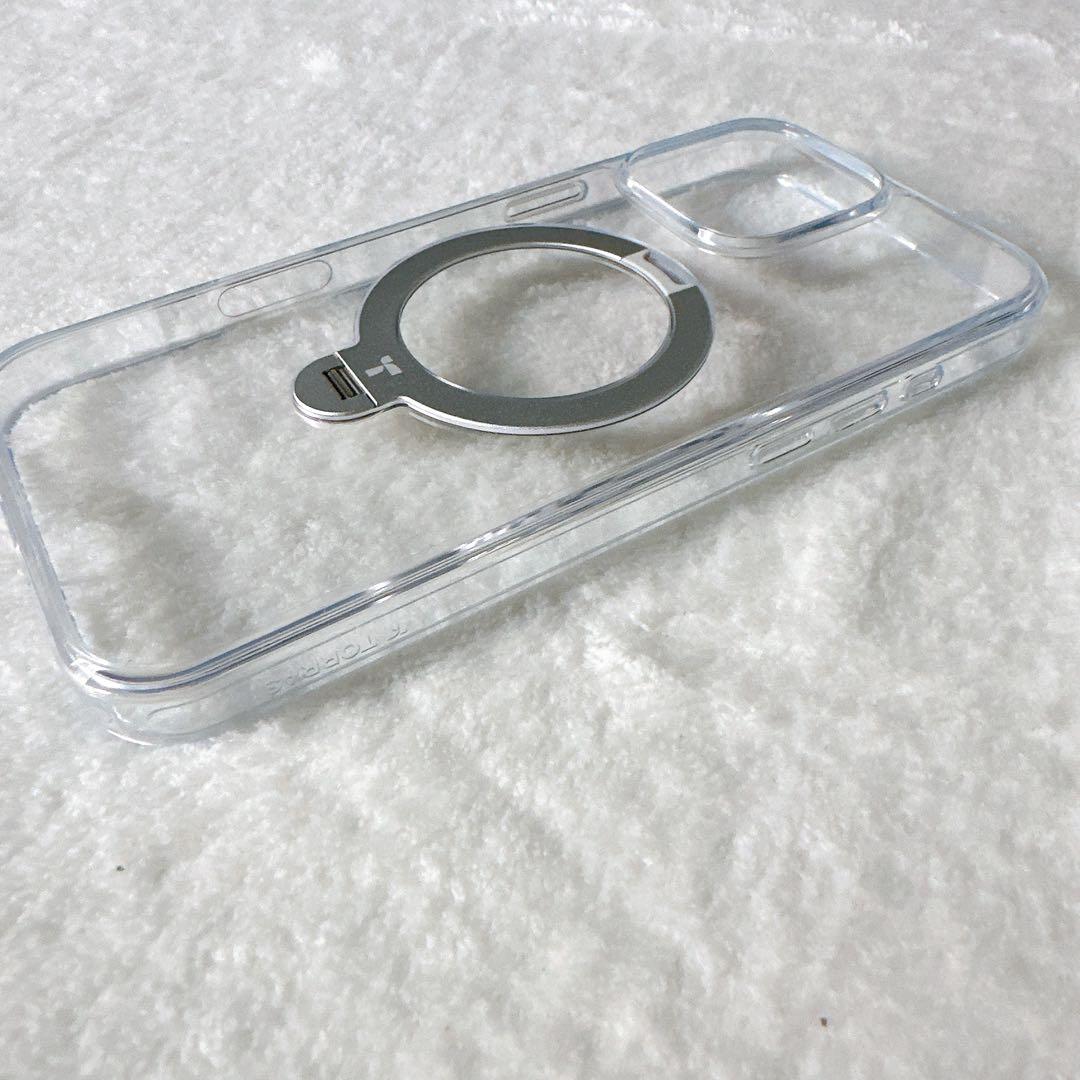 iPhone 16 Pro Max 用 ケース ゼンマイ式スタンド クリア