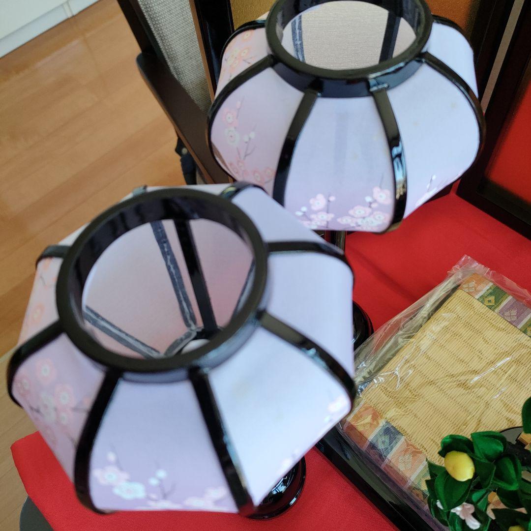 雛道具　ひな祭り飾りセット (屏風、新王台、桜橘、前飾り、雪洞、赤い毛氈)6点