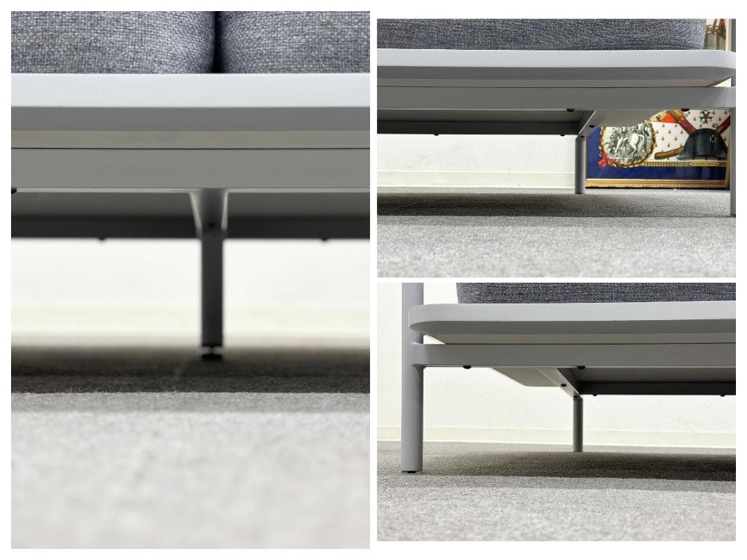 ■ベラコンテ■プレートソファ　ライトグレー　2人掛けワイド　シンプル　ミニマム