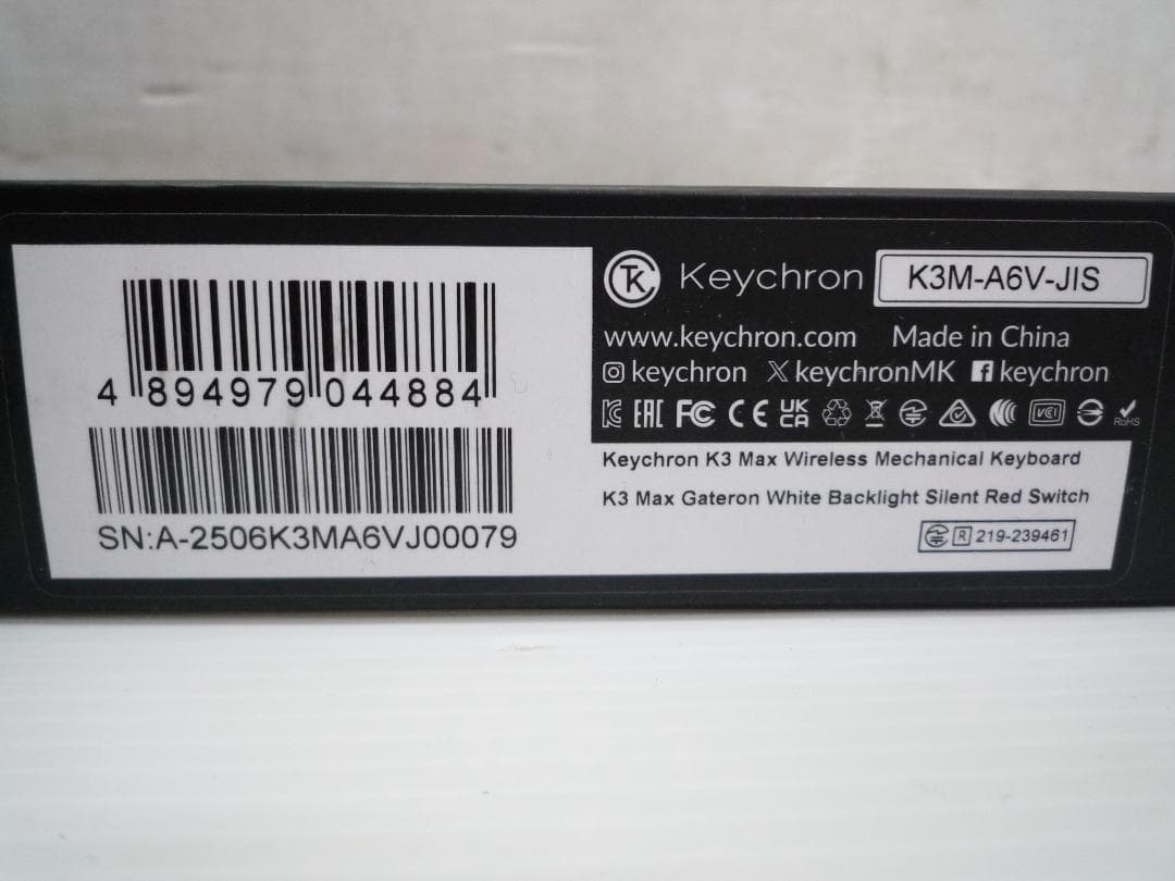 Keychron K3 Max ワイヤレスキーボード 静音赤軸 JIS配列