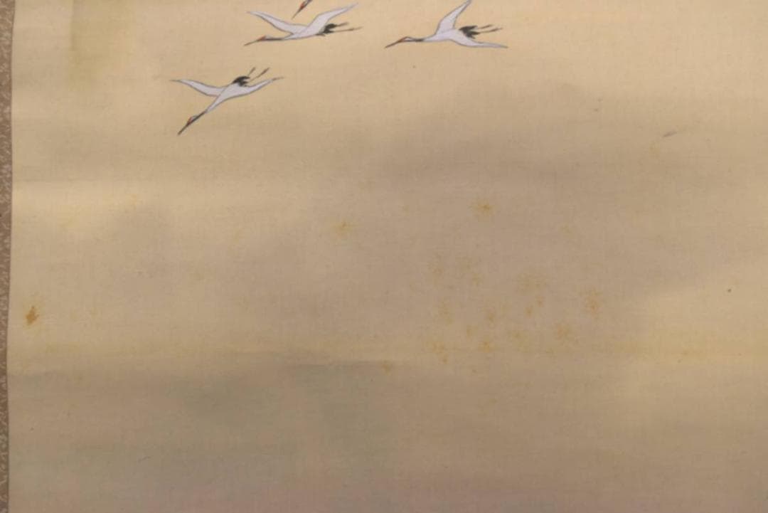 【真作】今井松窓/蓬莱山図/明治後期から昭和初期/掛軸/名家伝来/AA-445