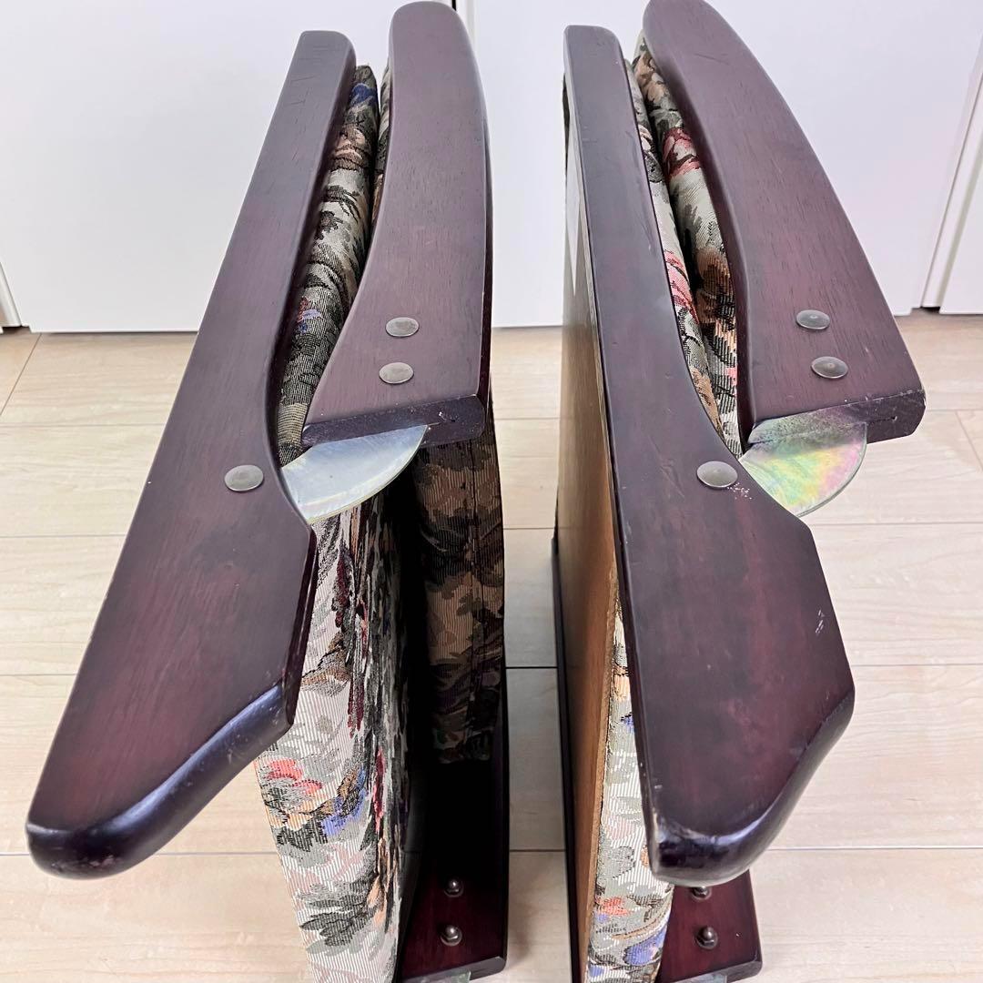 ナカムラ　天然木座椅子 2台セット　ゴブラン織り　花柄　ベージュ系　耐久性