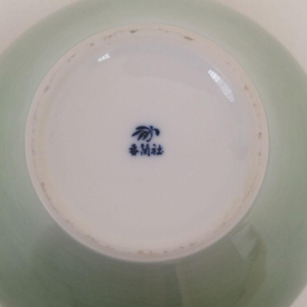 香蘭社　鶴　花瓶　緑