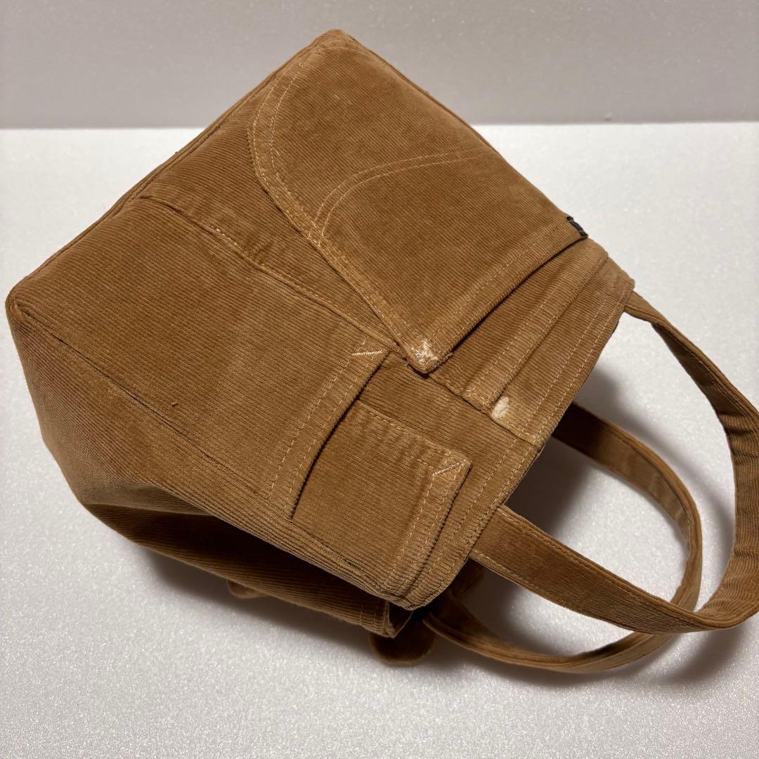 コーデュロイフリルトートバッグ　ハンドメイドバッグ　トートバッグ