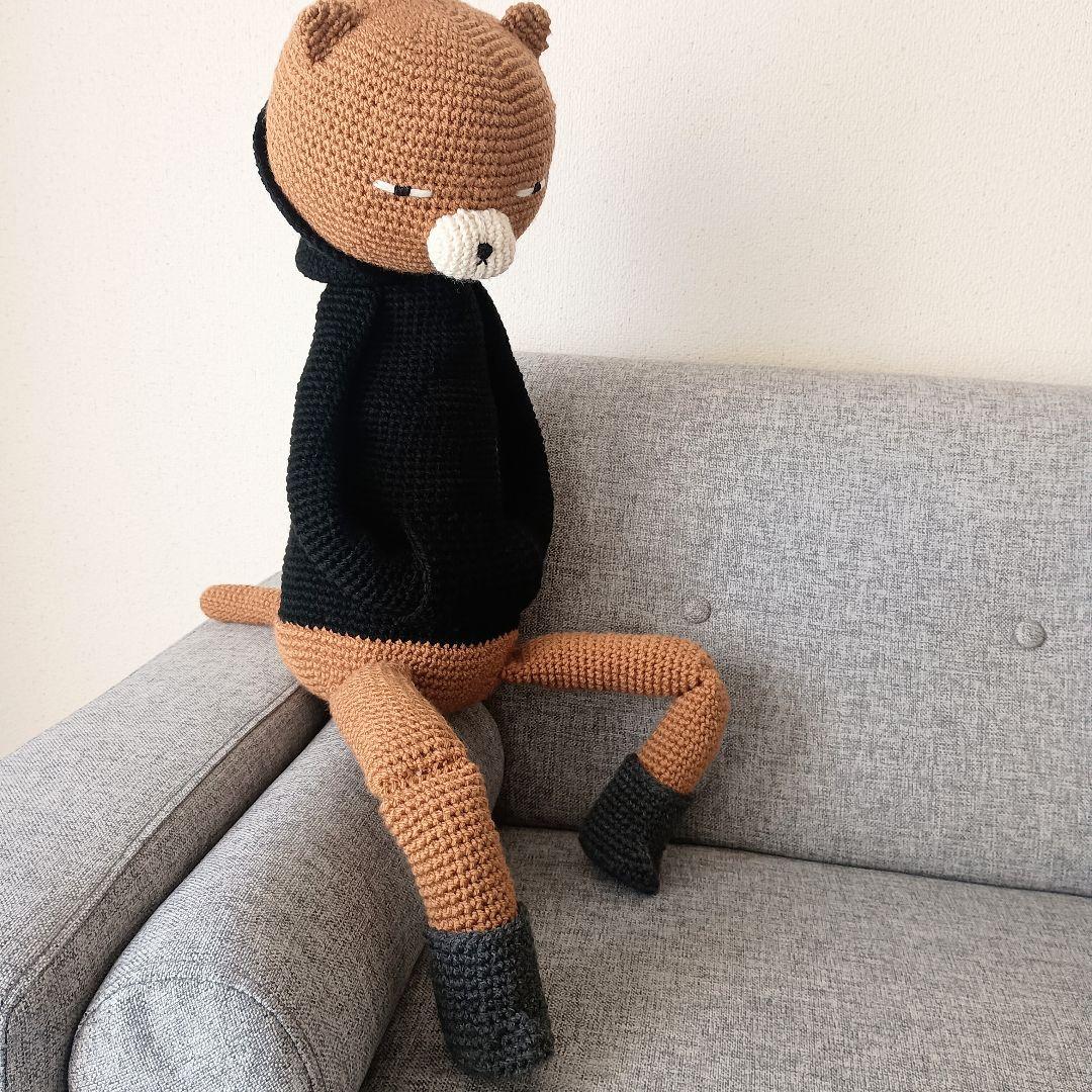 あみぐるみ　ハンドメイド　雑貨　ぬいぐるみ　パーカー　ブーツ　大きい　ねこ