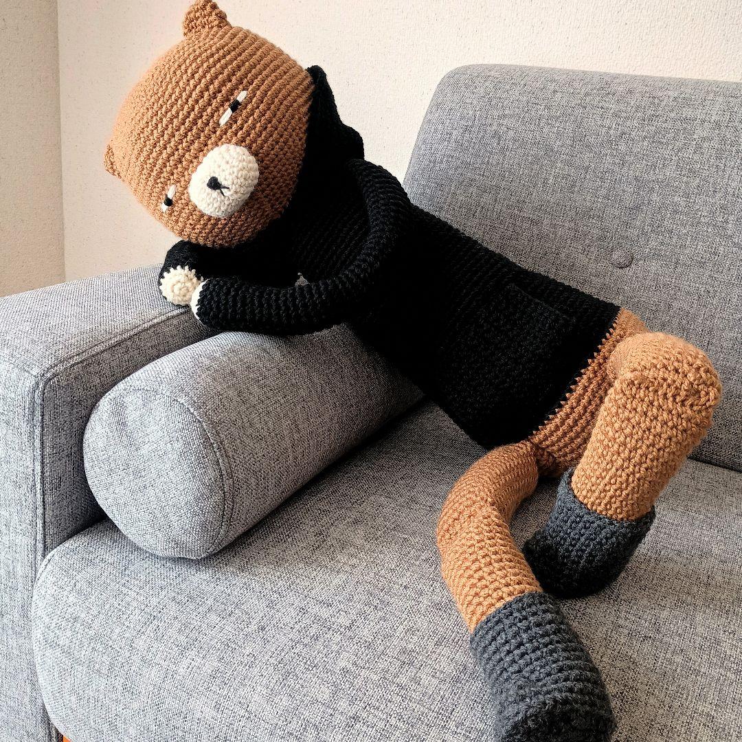 あみぐるみ　ハンドメイド　雑貨　ぬいぐるみ　パーカー　ブーツ　大きい　ねこ