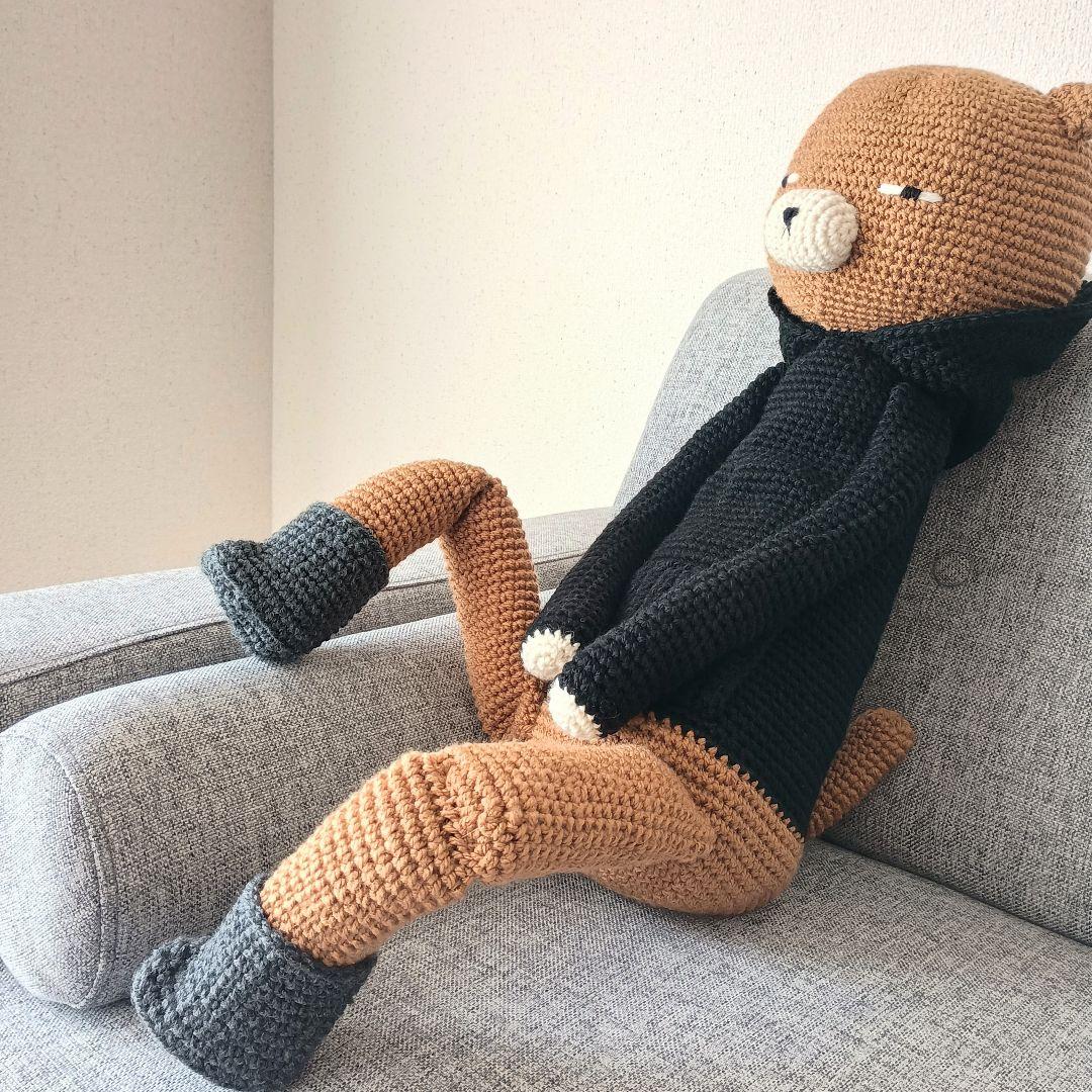 あみぐるみ　ハンドメイド　雑貨　ぬいぐるみ　パーカー　ブーツ　大きい　ねこ