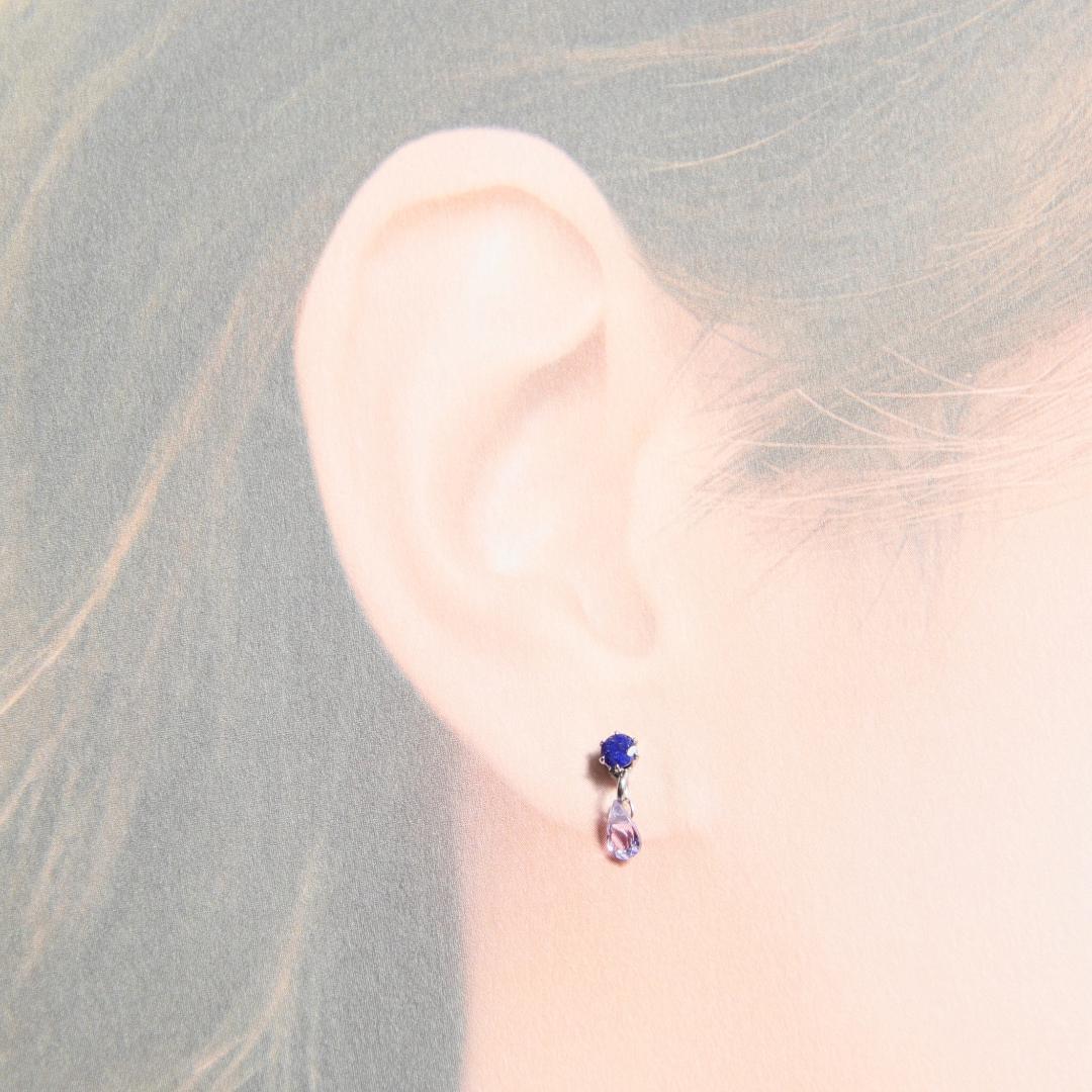 タンザナイトネックレス　ラピスラズリとタンザナイトの小さな宝石ピアス セット