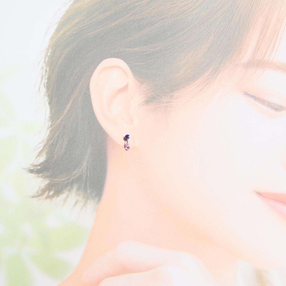 タンザナイトネックレス　ラピスラズリとタンザナイトの小さな宝石ピアス セット