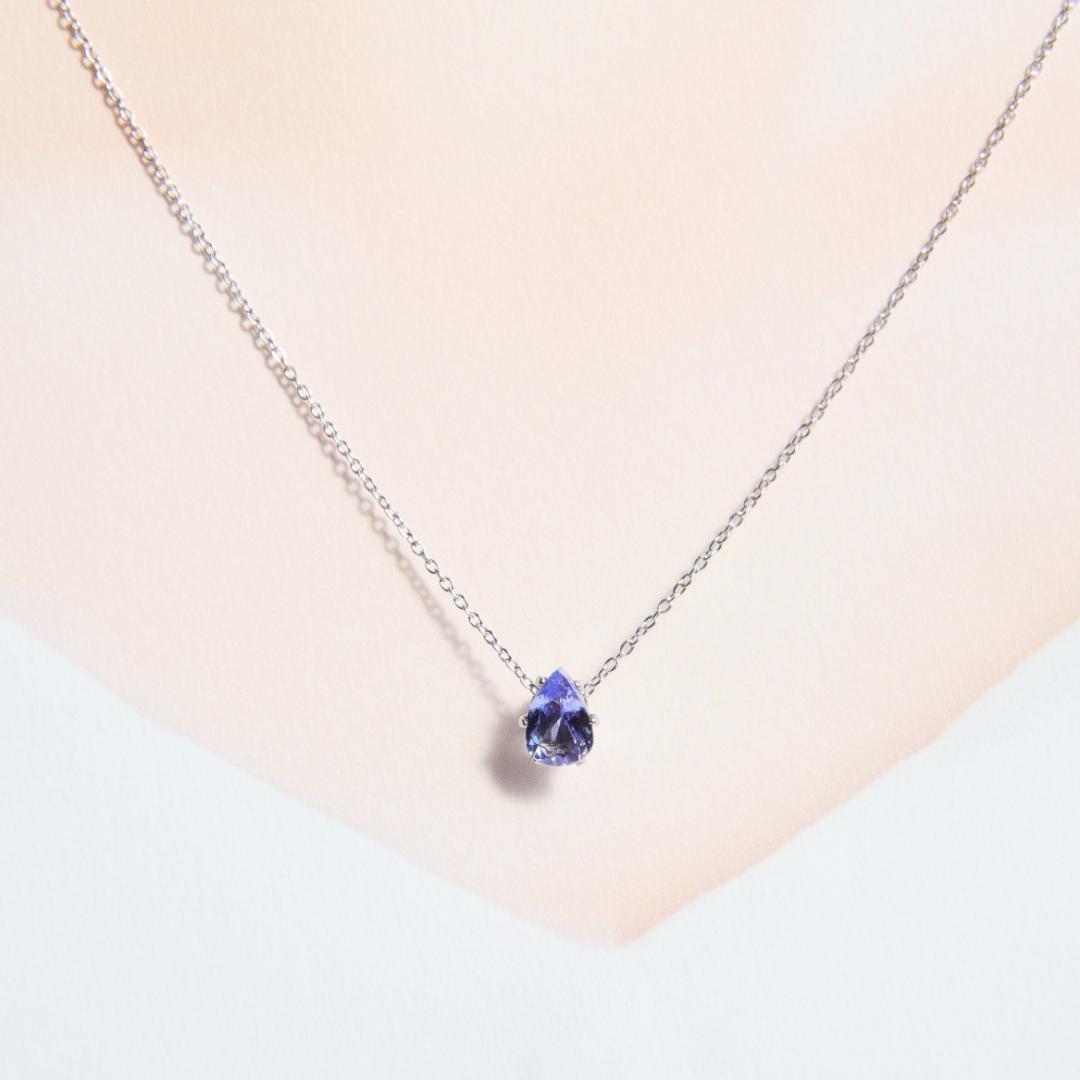 タンザナイトネックレス　ラピスラズリとタンザナイトの小さな宝石ピアス セット