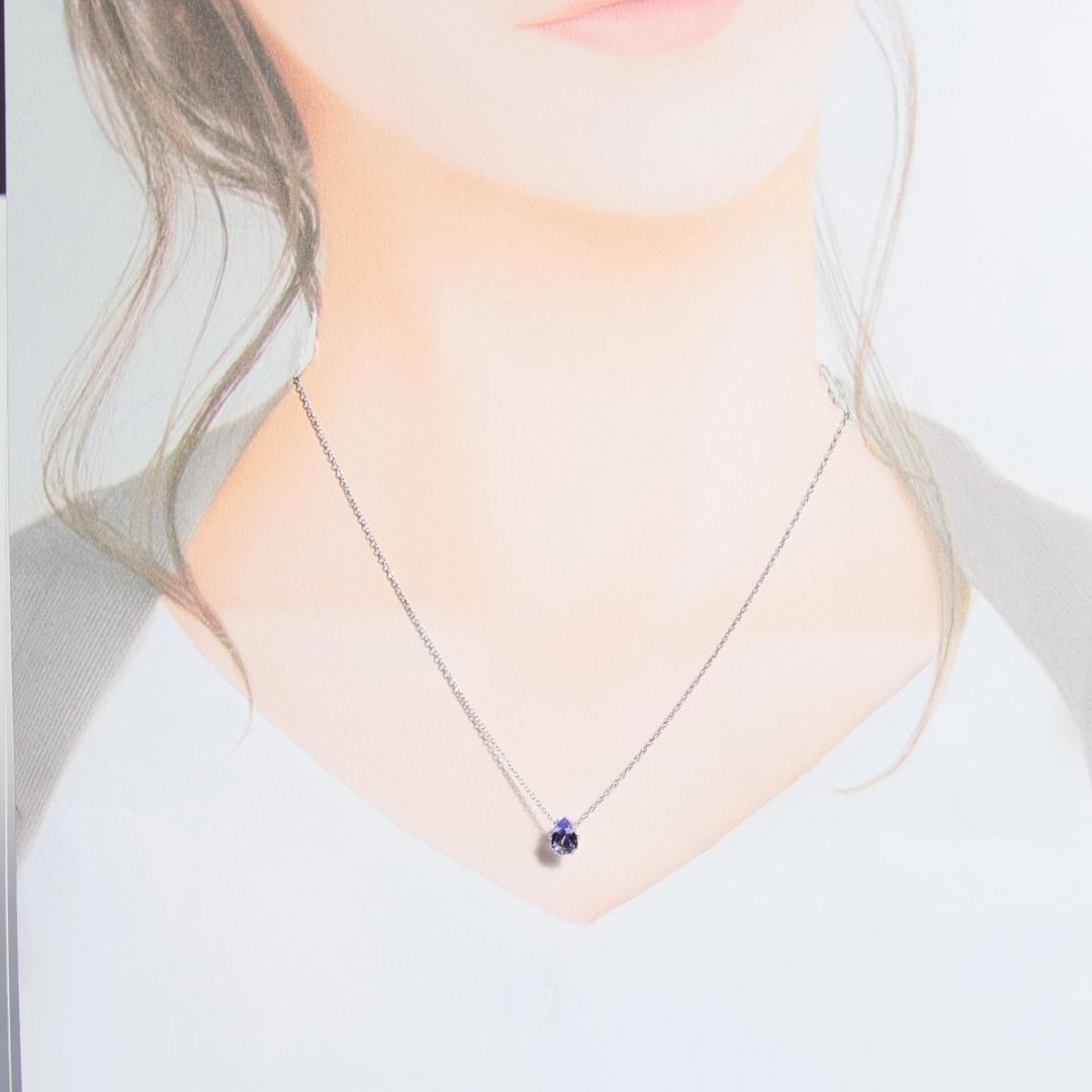 タンザナイトネックレス　ラピスラズリとタンザナイトの小さな宝石ピアス セット