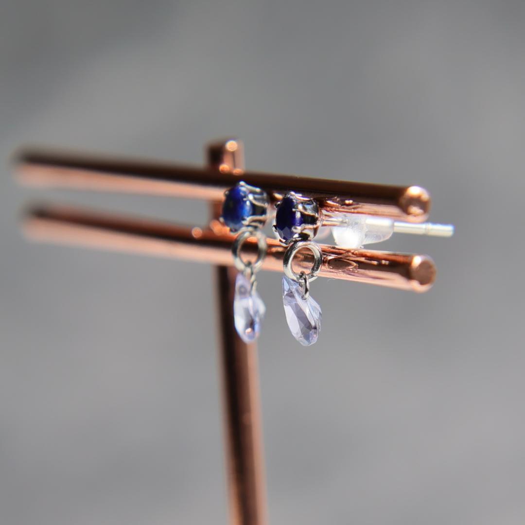 タンザナイトネックレス　ラピスラズリとタンザナイトの小さな宝石ピアス セット