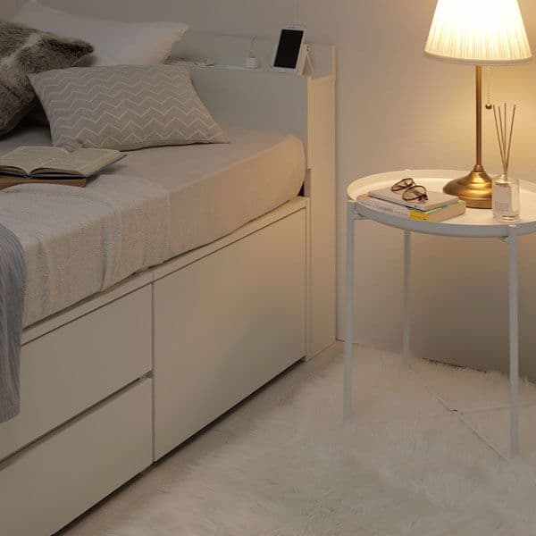 宮付き チェスト ベッド シングル グレージュ ベッドフレームのみ 引き出し