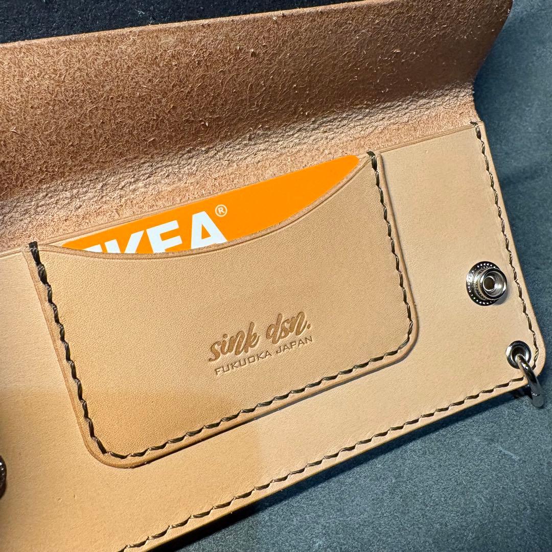 【栃木レザー】トラッカーウォレット ブラック 黒 コンチョ ロングウォレット