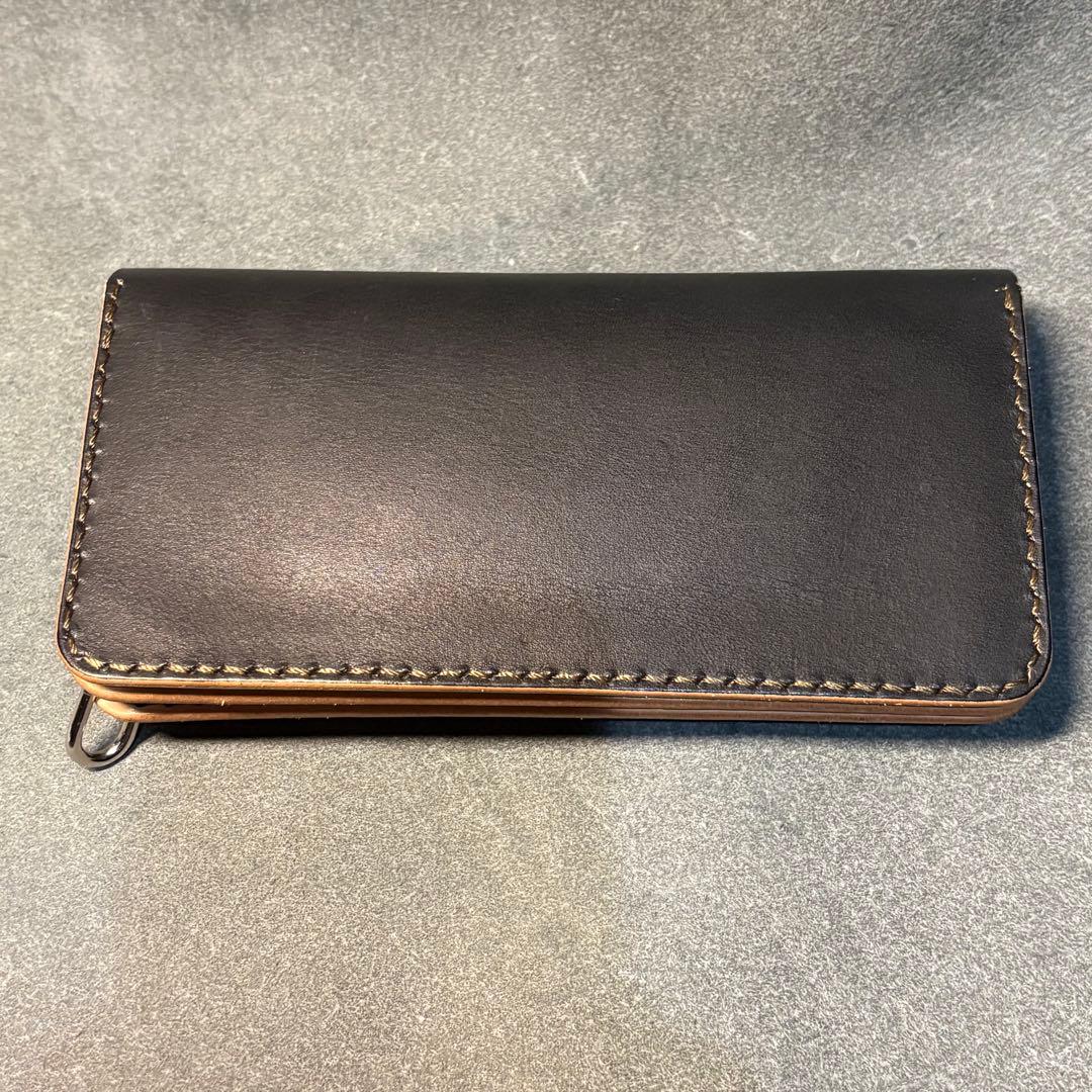 【栃木レザー】トラッカーウォレット ブラック 黒 コンチョ ロングウォレット