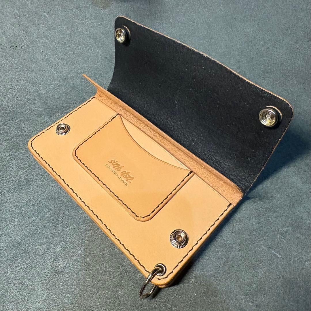 【栃木レザー】トラッカーウォレット ブラック 黒 コンチョ ロングウォレット