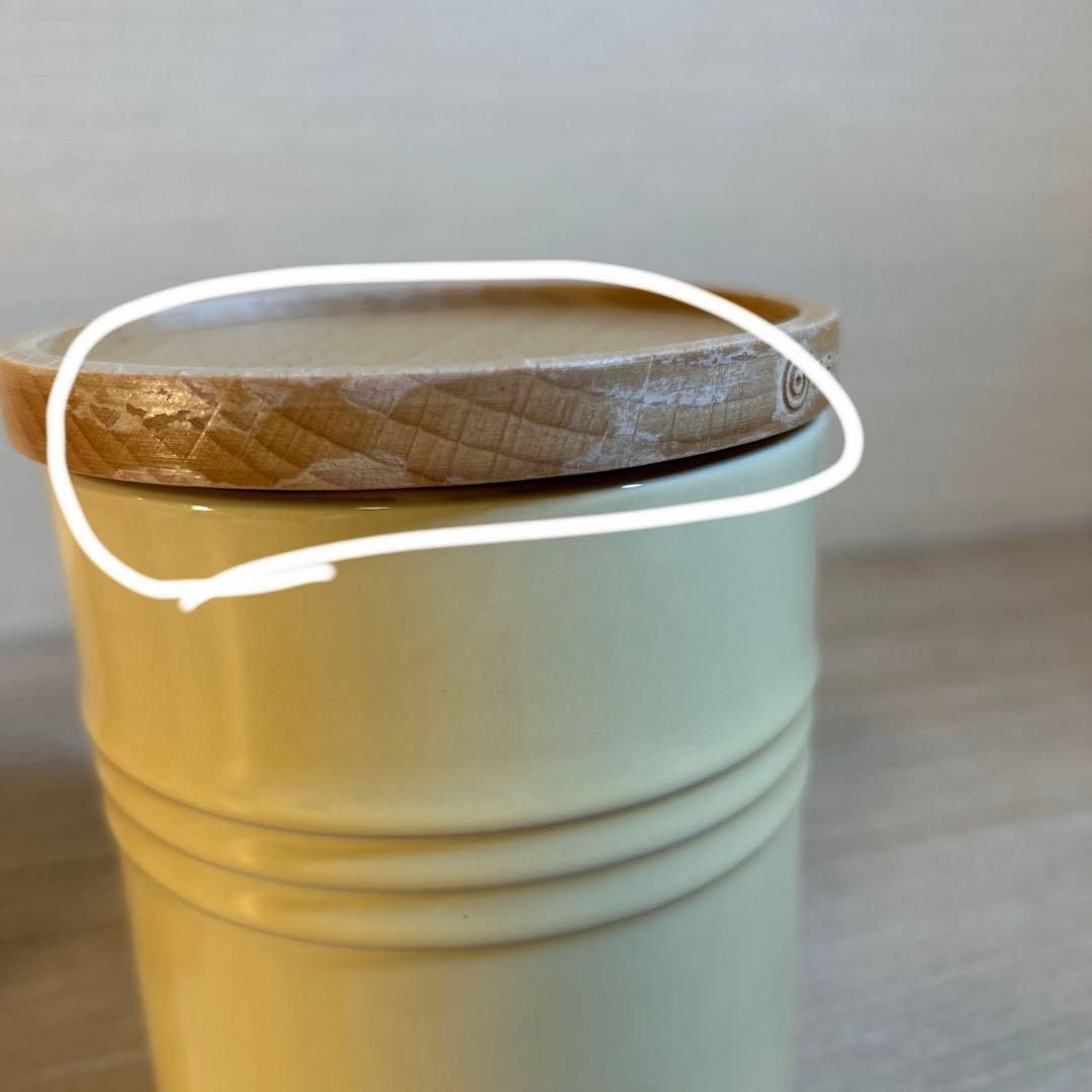 ルクルーゼ　キャニスター　シリンダージャー　木製蓋付き　3個セット