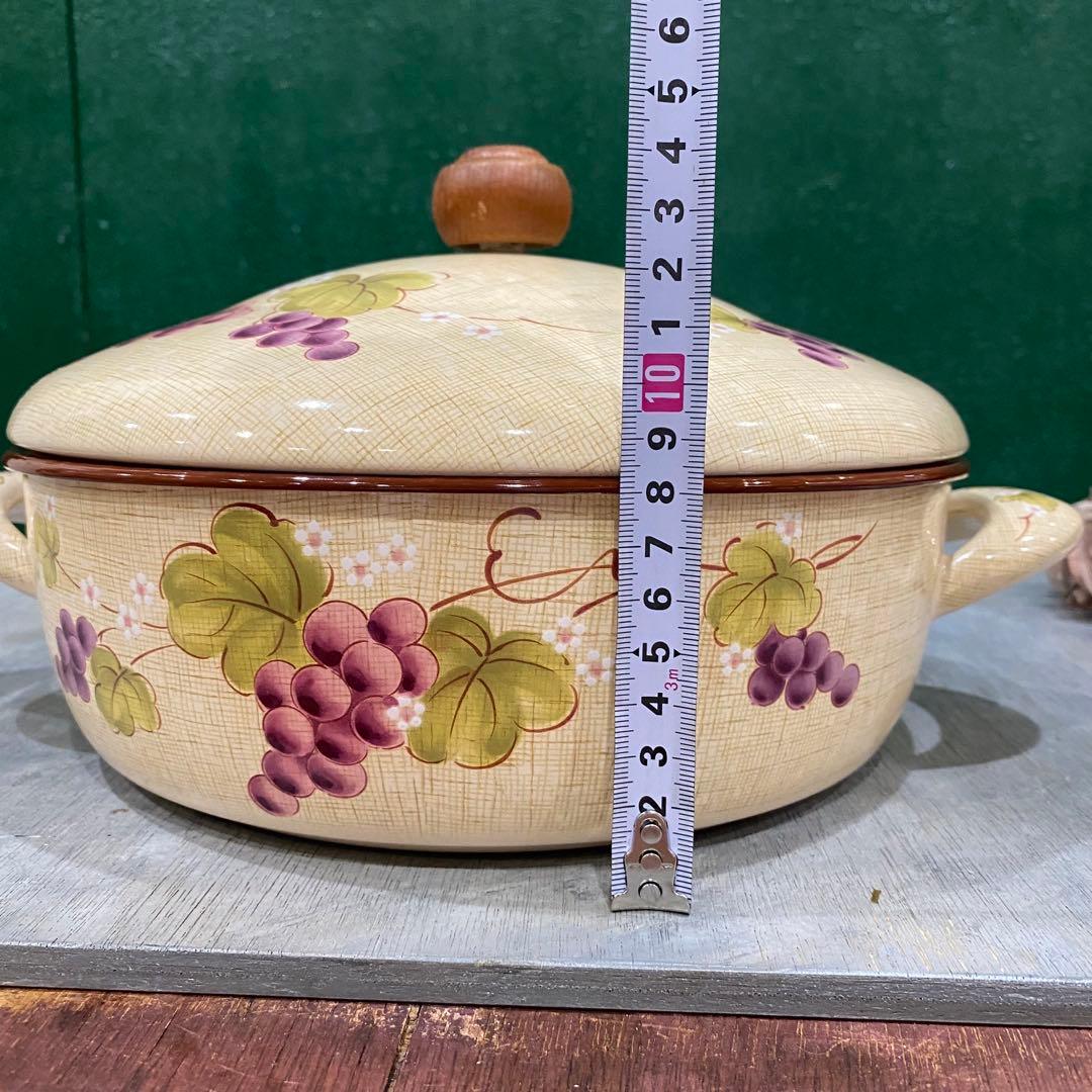 未使用 エジリー EJIRY 希少 レア 華ぶどう ホーロー鍋 葡萄 26cm