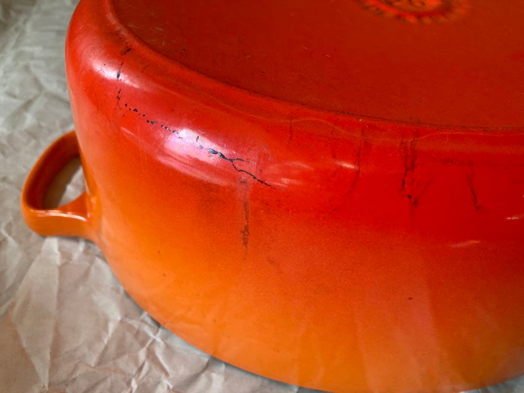 LE CREUSET 両手鍋 オレンジと赤のグラデーション