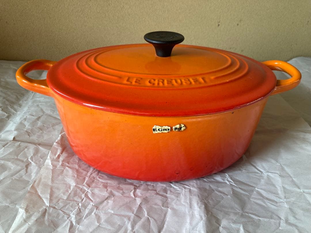 LE CREUSET 両手鍋 オレンジと赤のグラデーション
