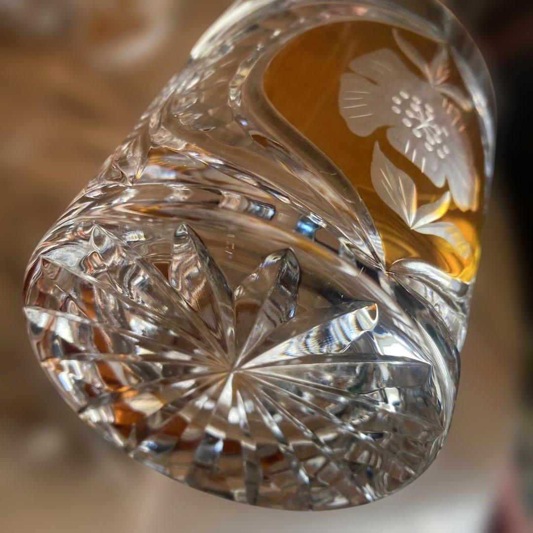 POLONIA LEAD CRYSTAL琥珀 ハンドカットグラス エッグカップ