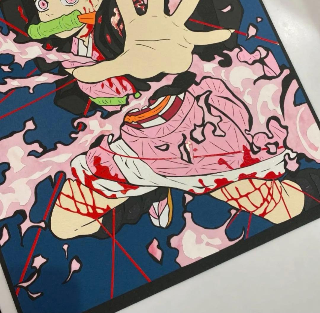 鬼滅の刃 竈門禰豆子 切り絵 A4