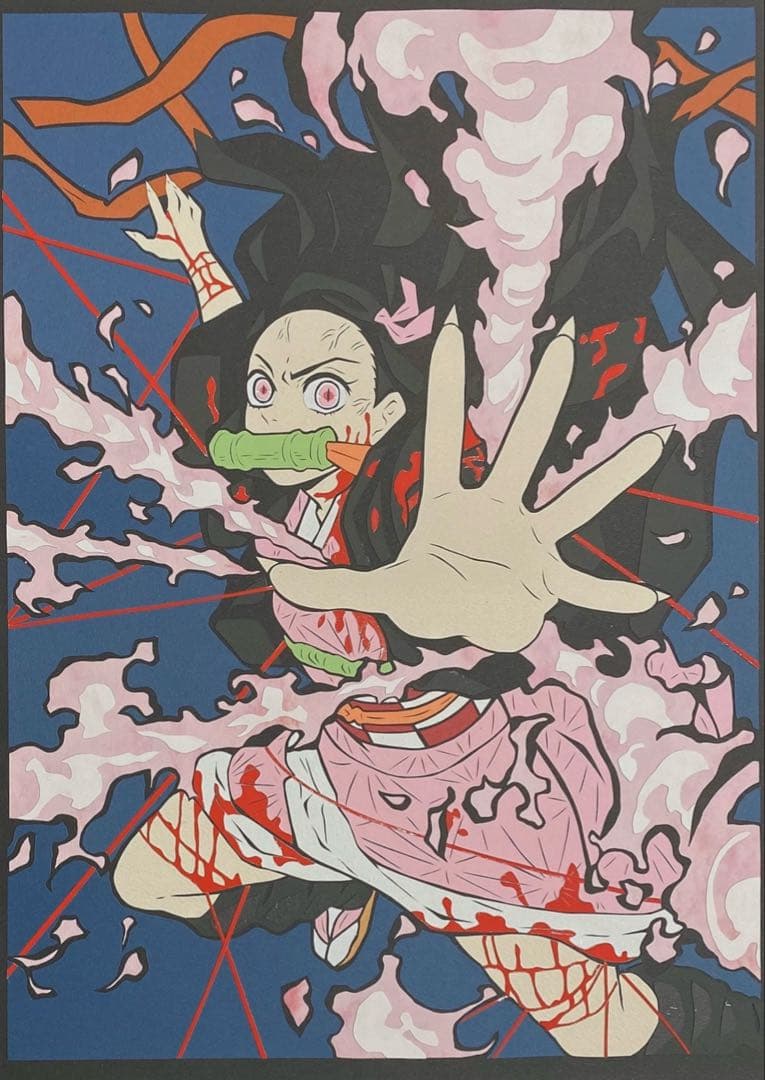 鬼滅の刃 竈門禰豆子 切り絵 A4