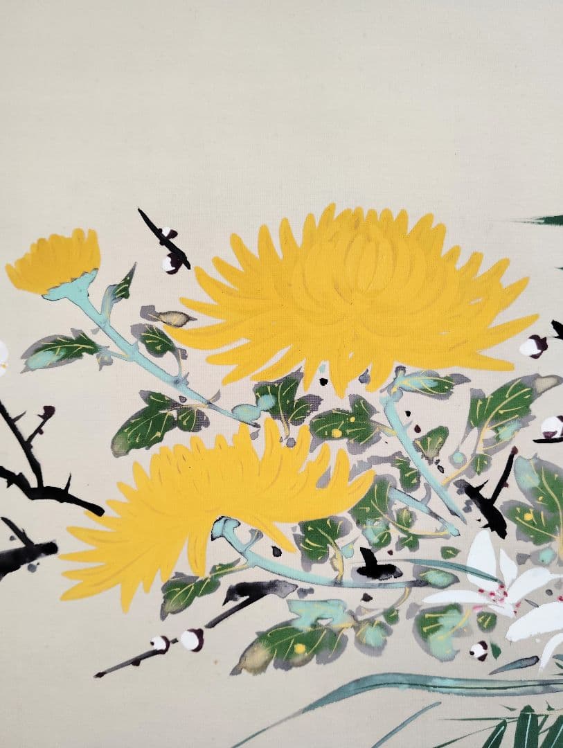 掛軸　耕石　四季の草花