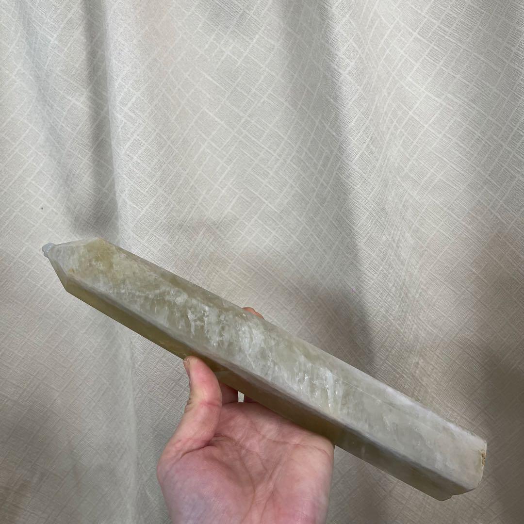 【天然石】大サイズ　シトリン　タワー　ポイント　六角柱　台座付き