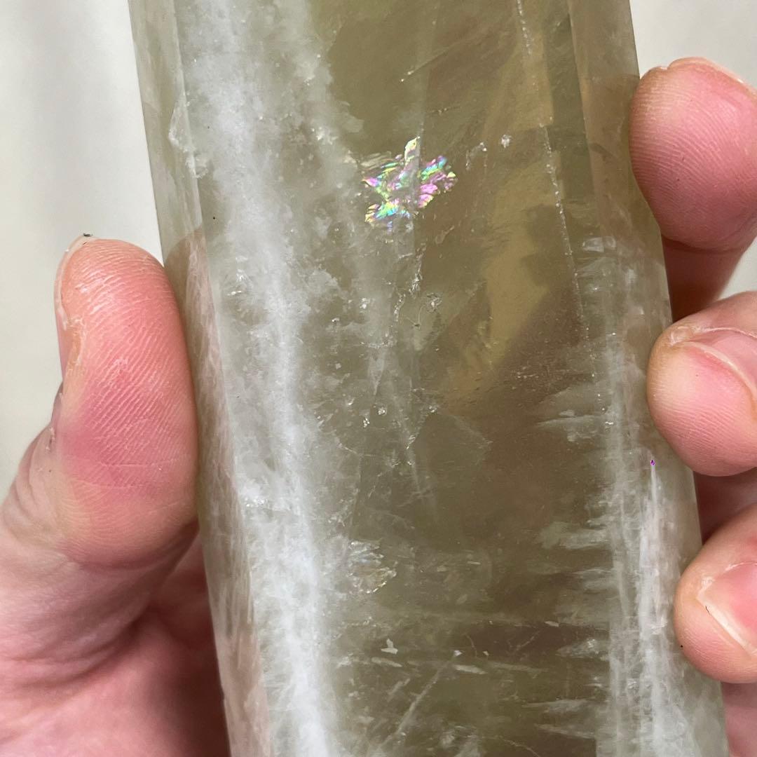 【天然石】大サイズ　シトリン　タワー　ポイント　六角柱　台座付き