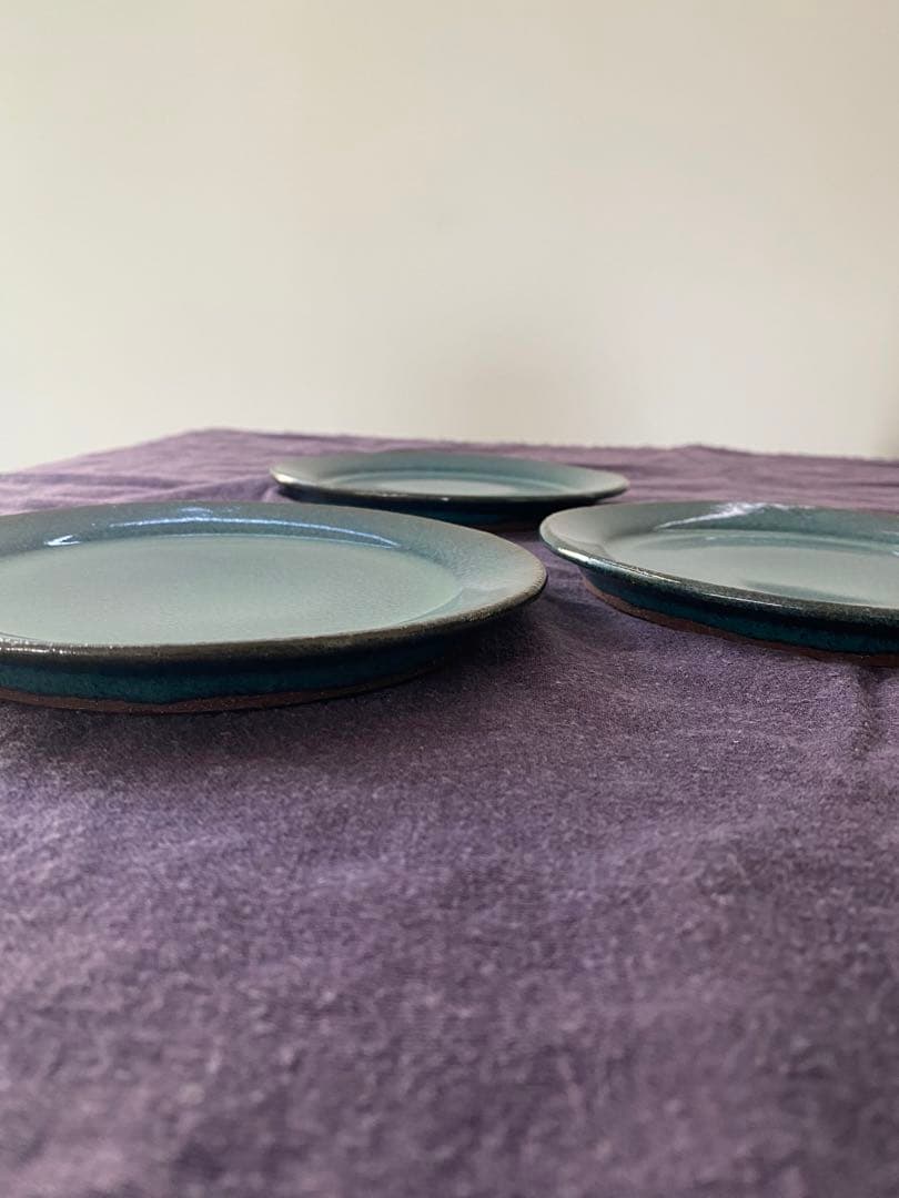 小澤基晴 リム皿 6寸 18cm 翡翠 3枚セット