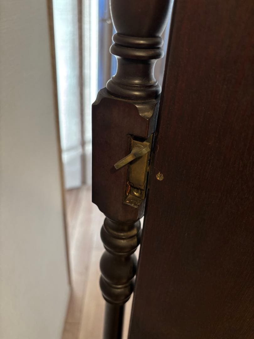 クラシック木製スタンドミラー ダークブラウン(姿見)