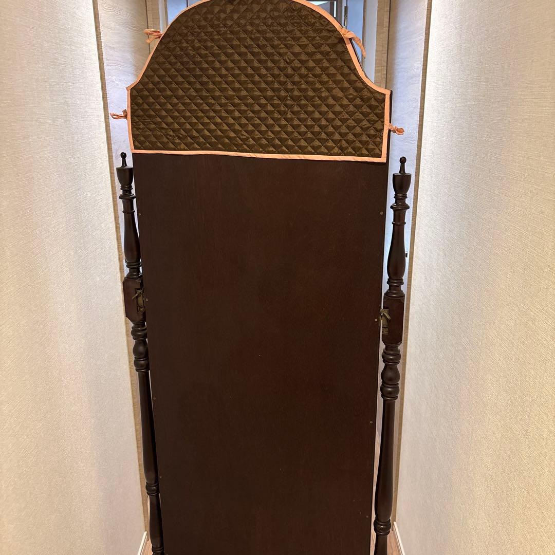 クラシック木製スタンドミラー ダークブラウン(姿見)