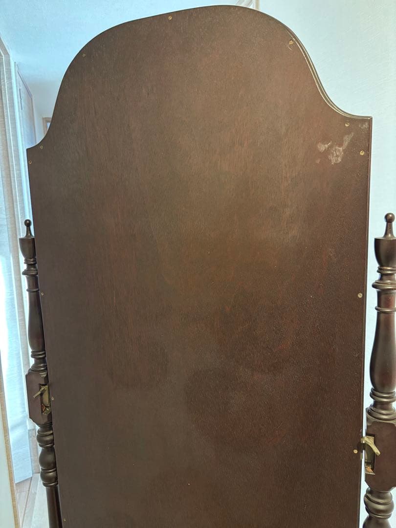 クラシック木製スタンドミラー ダークブラウン(姿見)