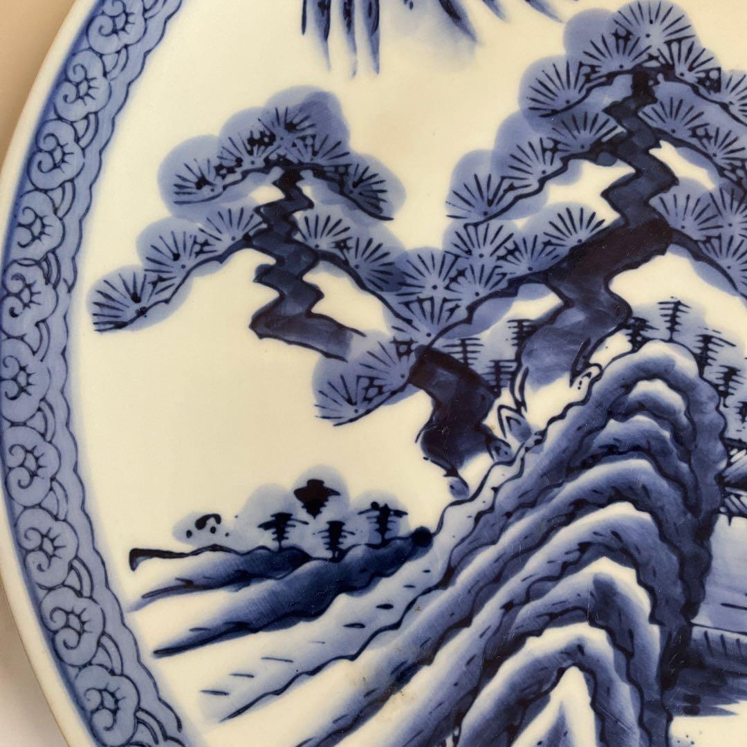 古伊万里　染付山水文皿