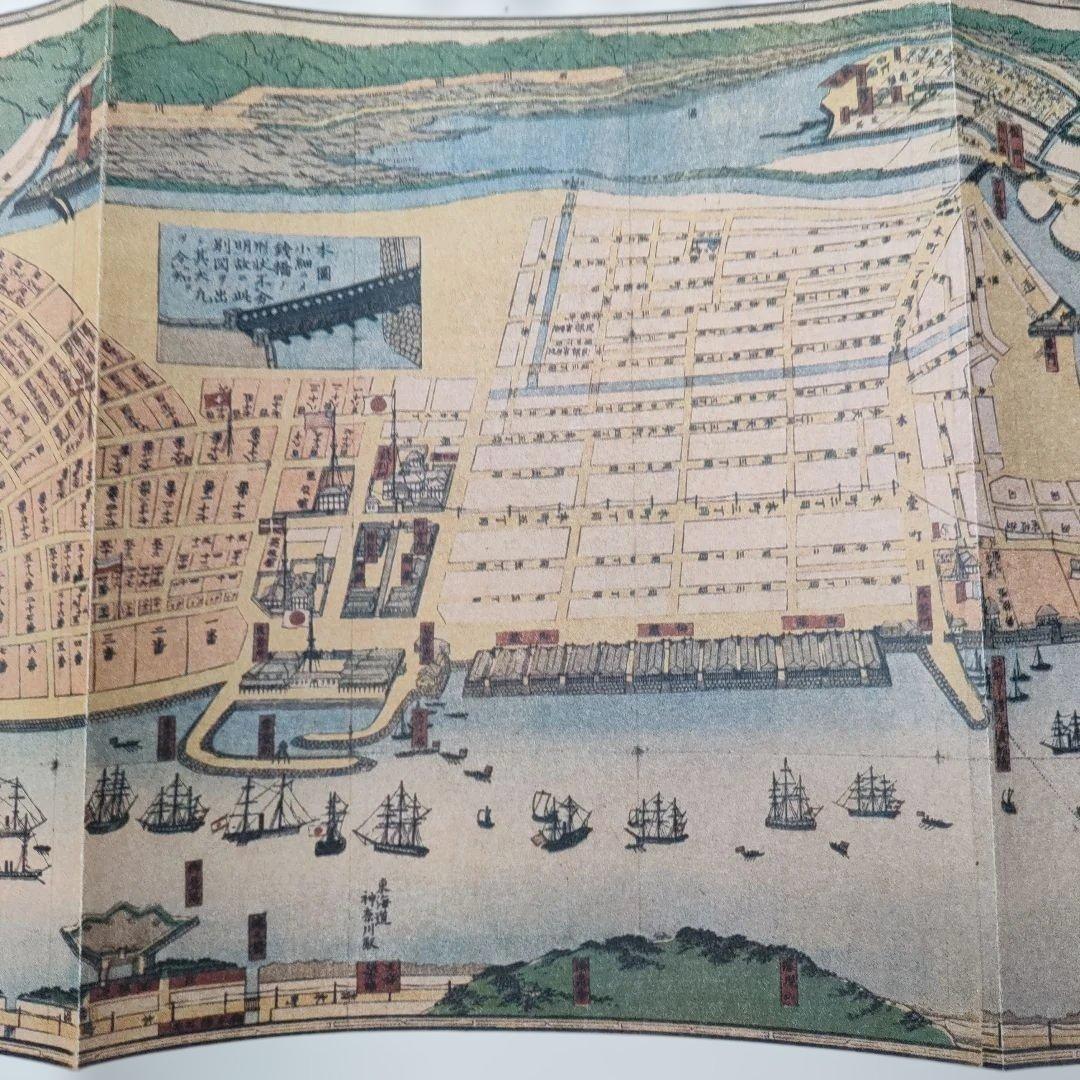 歌川広重 木版画「武陽金沢八勝夜景」おまけ 横濱吉田新田繪圖