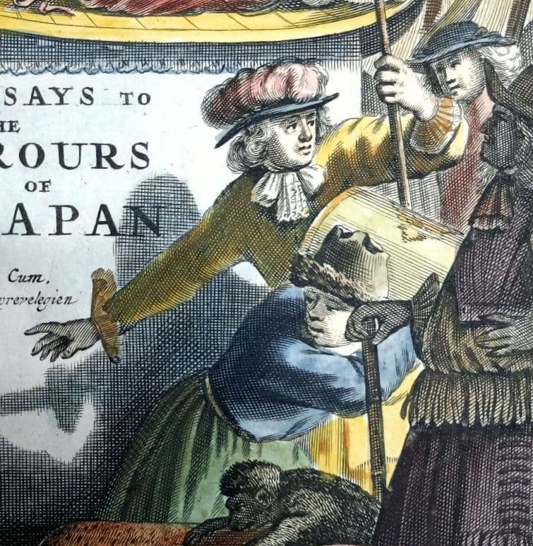 西洋古地図　1675年　A.モンタナウス　「日本誌」タイトルページ　扉絵　稀少