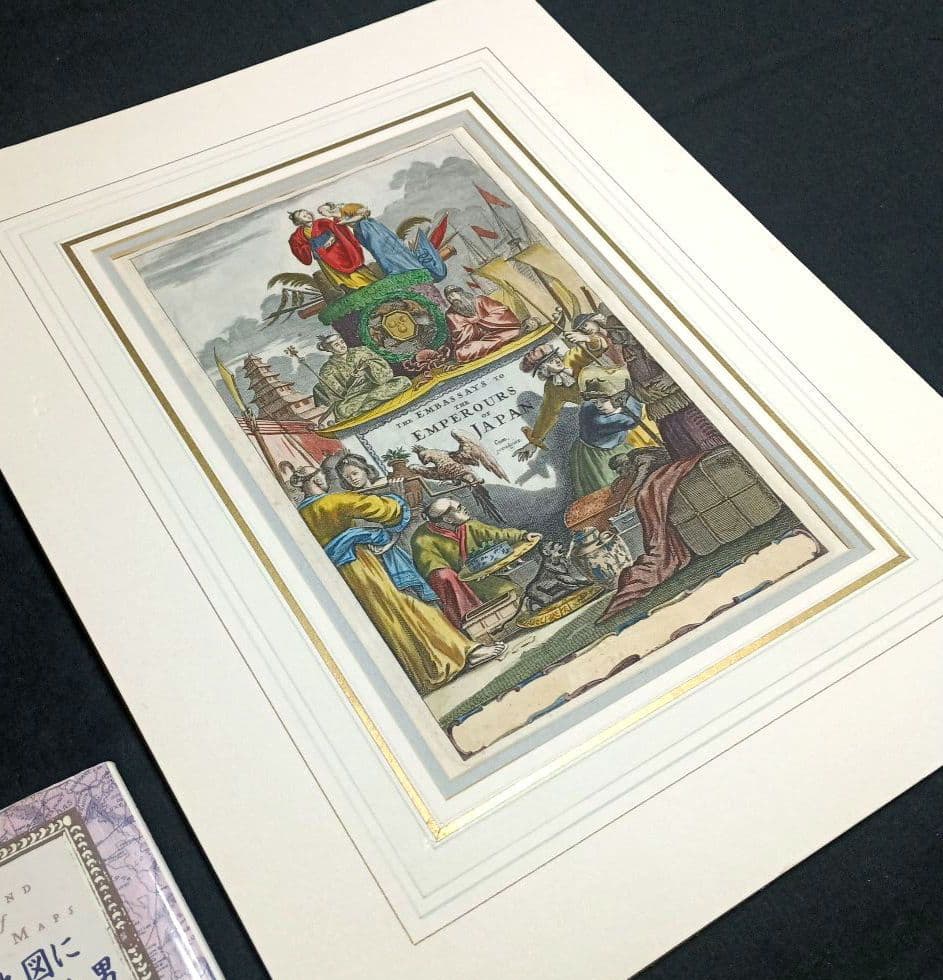 西洋古地図　1675年　A.モンタナウス　「日本誌」タイトルページ　扉絵　稀少